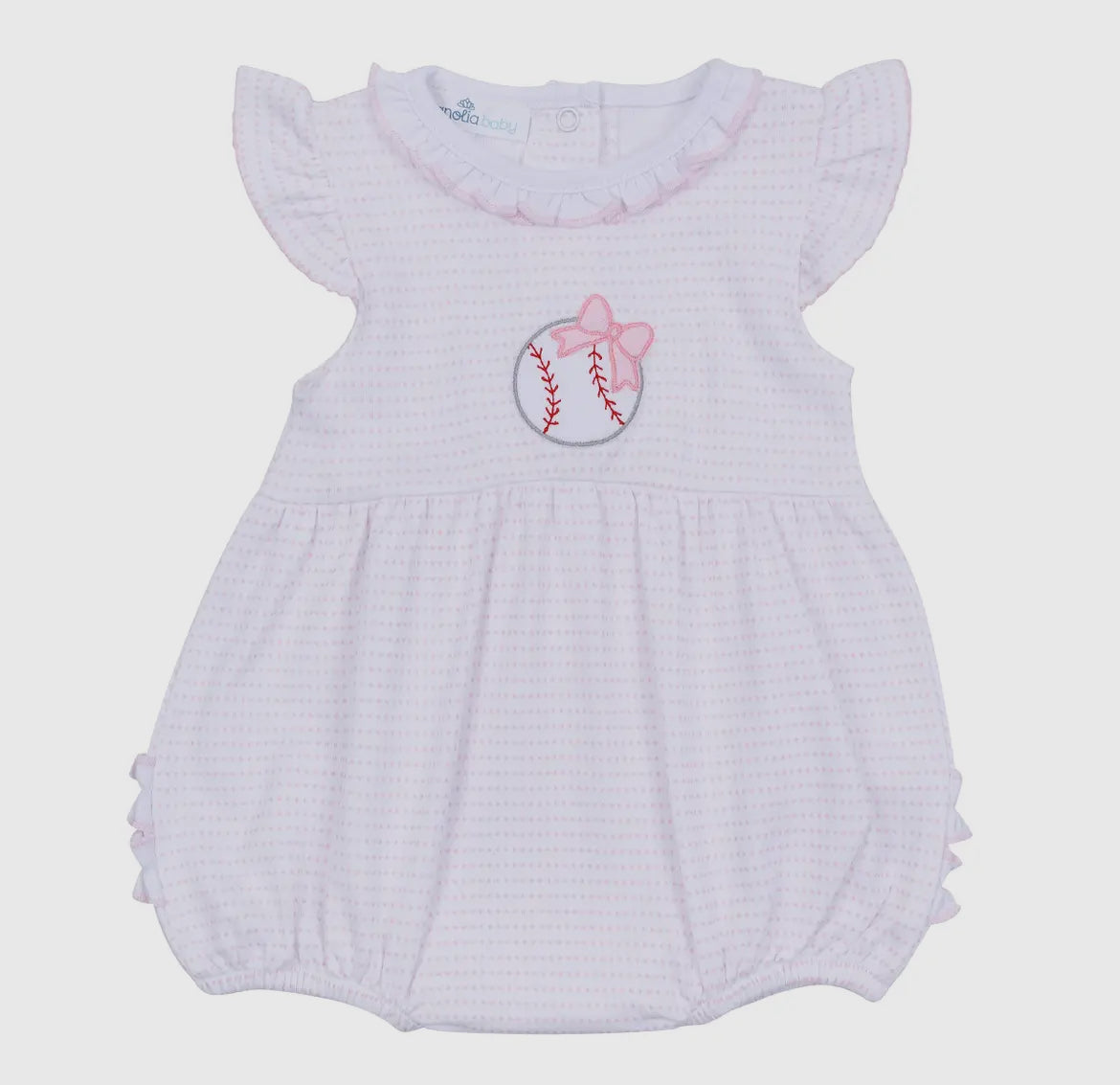 Pink Baseball Appliqué Pima Bubble