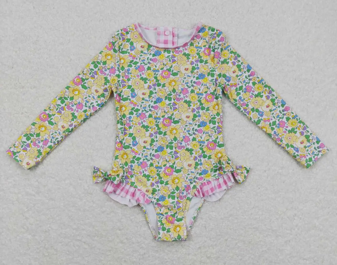 Floral & Pink Gingham Swimsuit