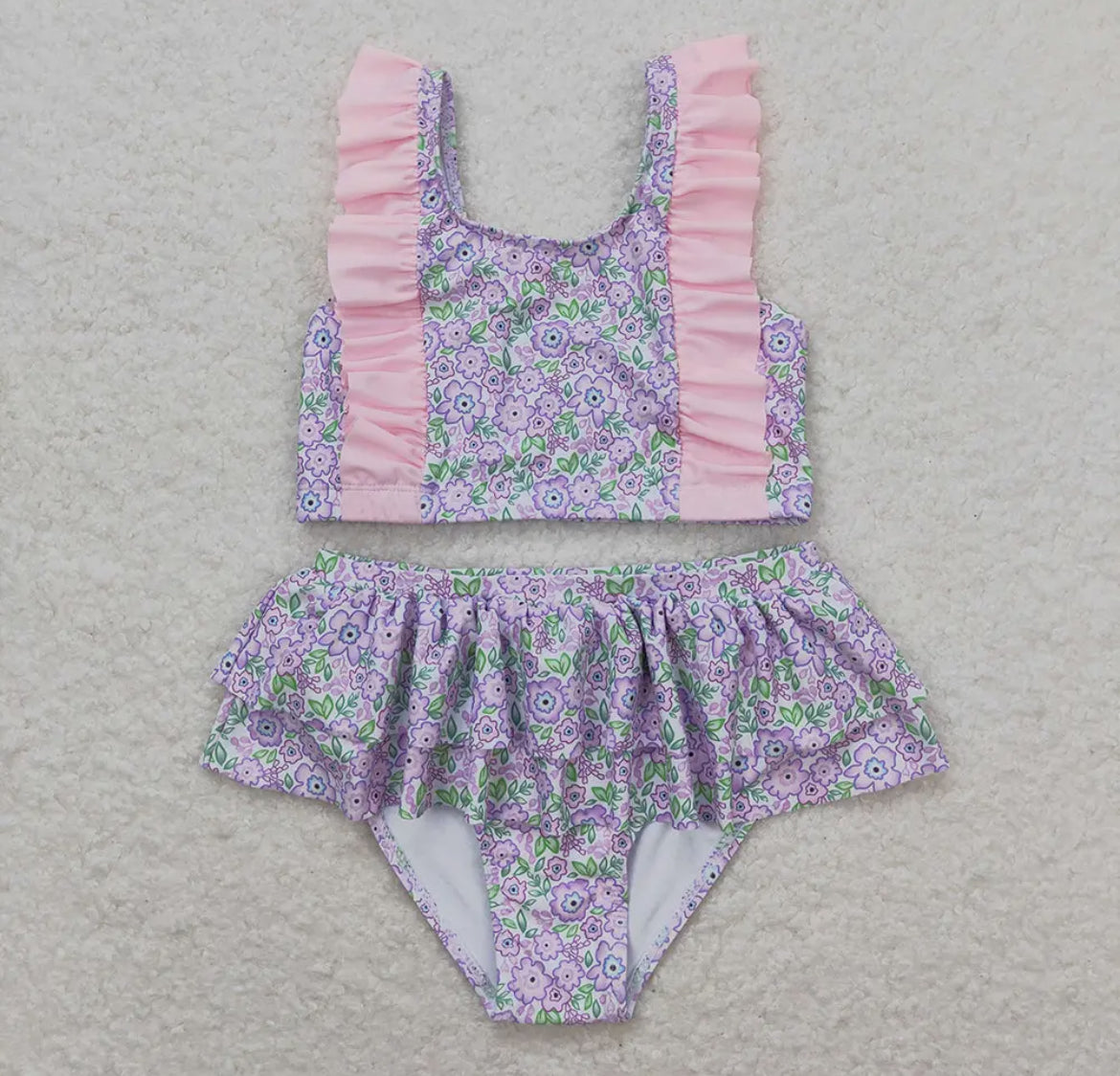Floral Lavender Two Piece Swimsuit
