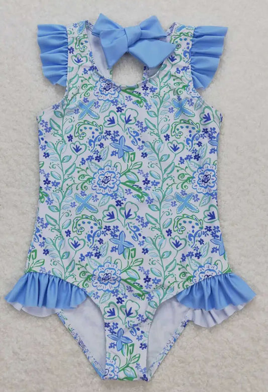 Blue Floral Swim