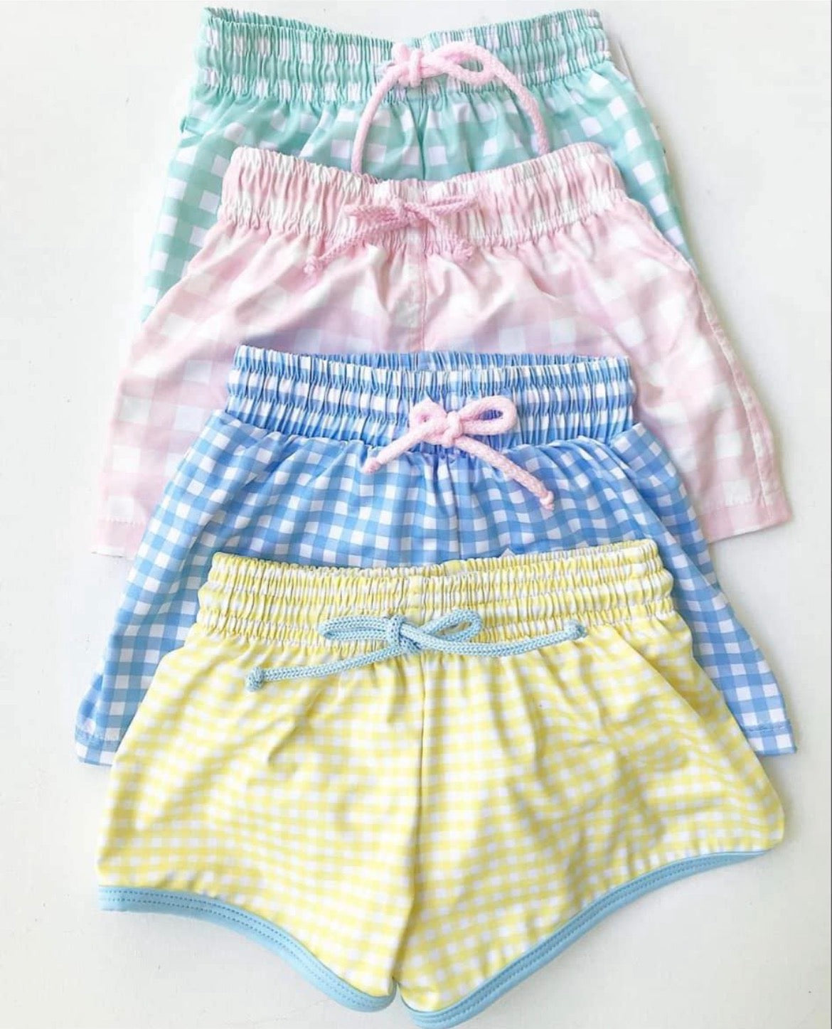 Pastel Gingham Swim Trunks