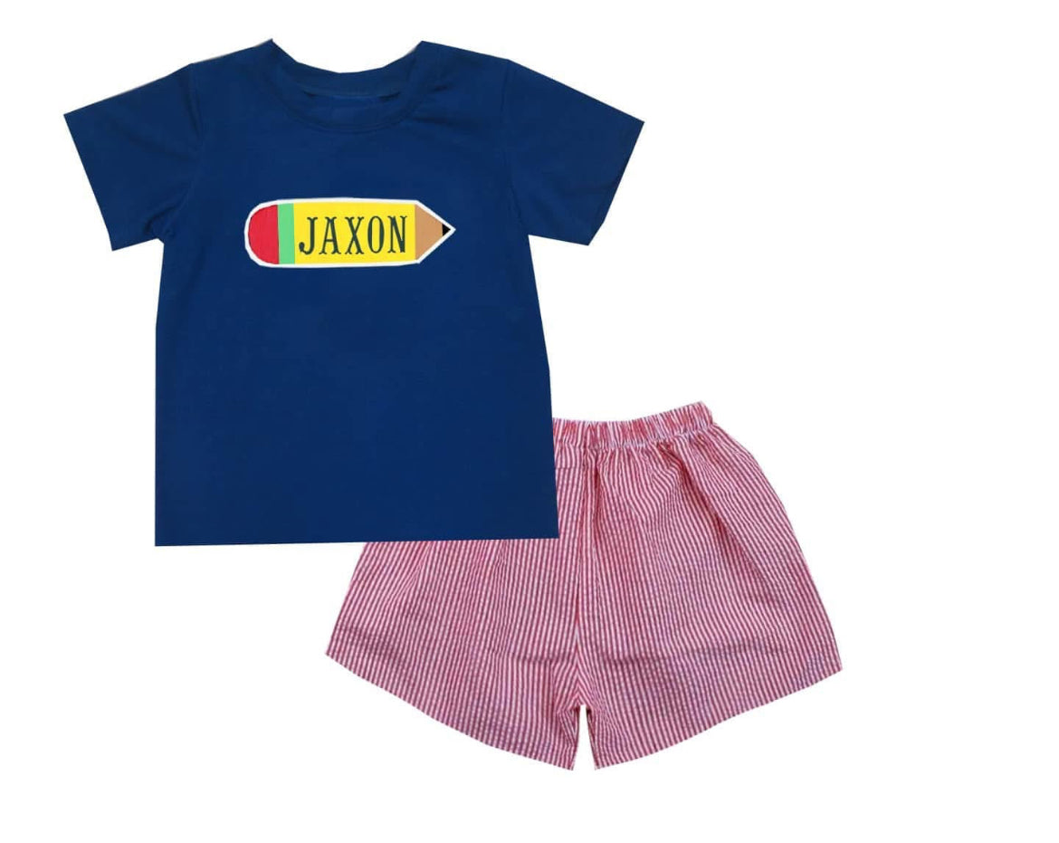 Personalized Pencil Smock Short Set