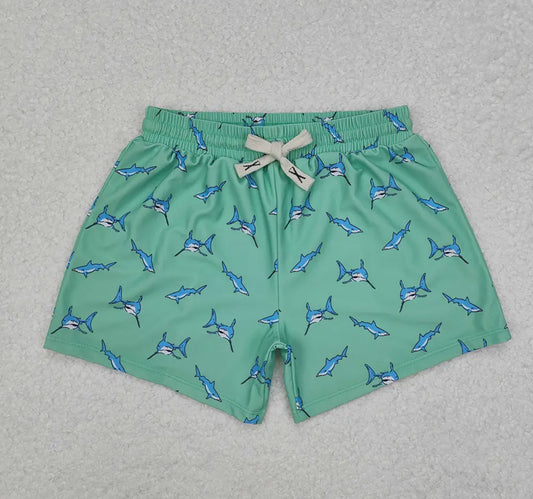 Green Sharks Swim Shorts