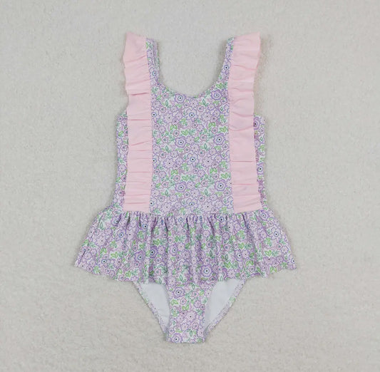 Floral Lavender One Piece Swimsuit