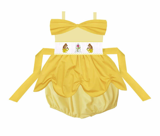 Yellow Princess Smocked Bubble