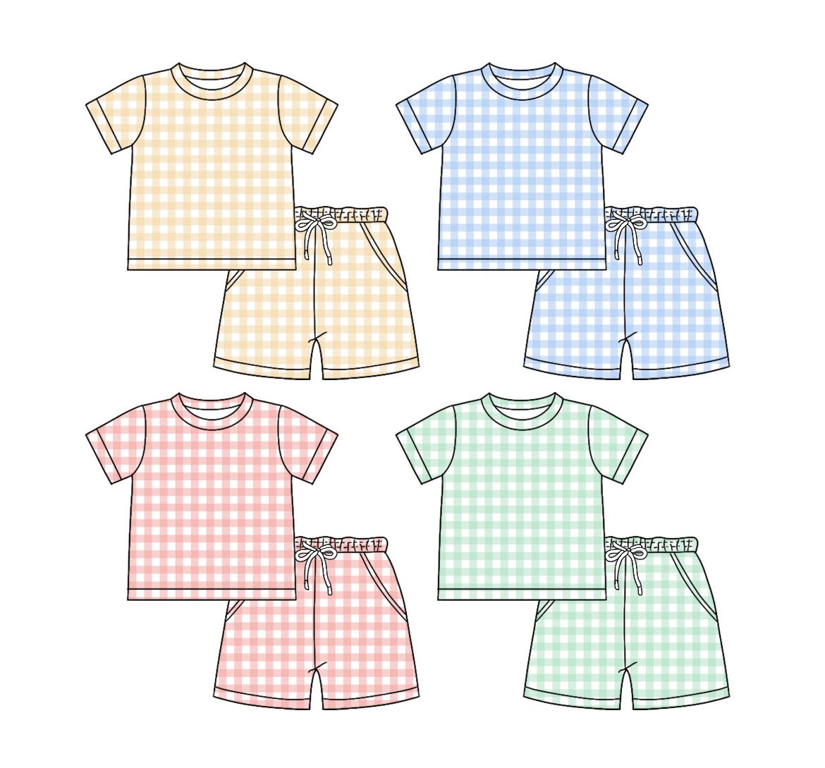 Cotton Gingham Boys Set Pre-Order
