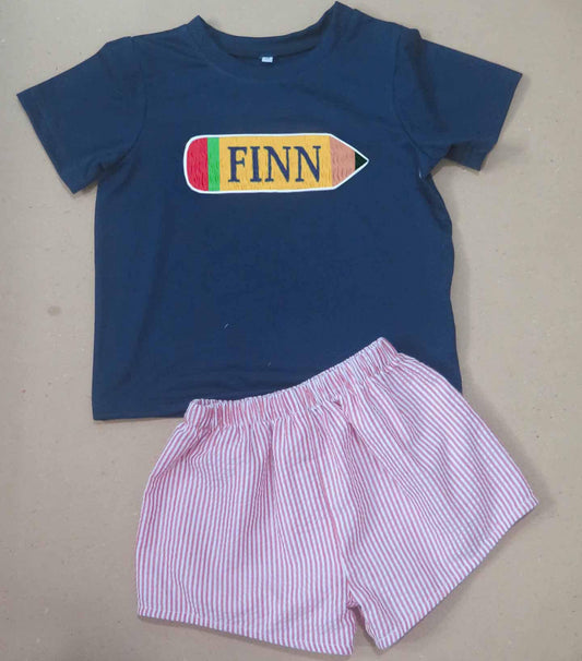 Personalized Pencil Smock Short Set