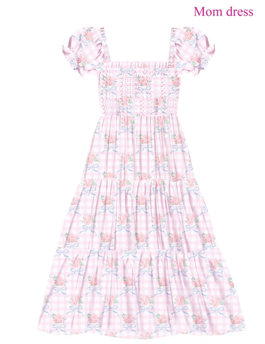 Pink Gingham & Floral Women’s Dress